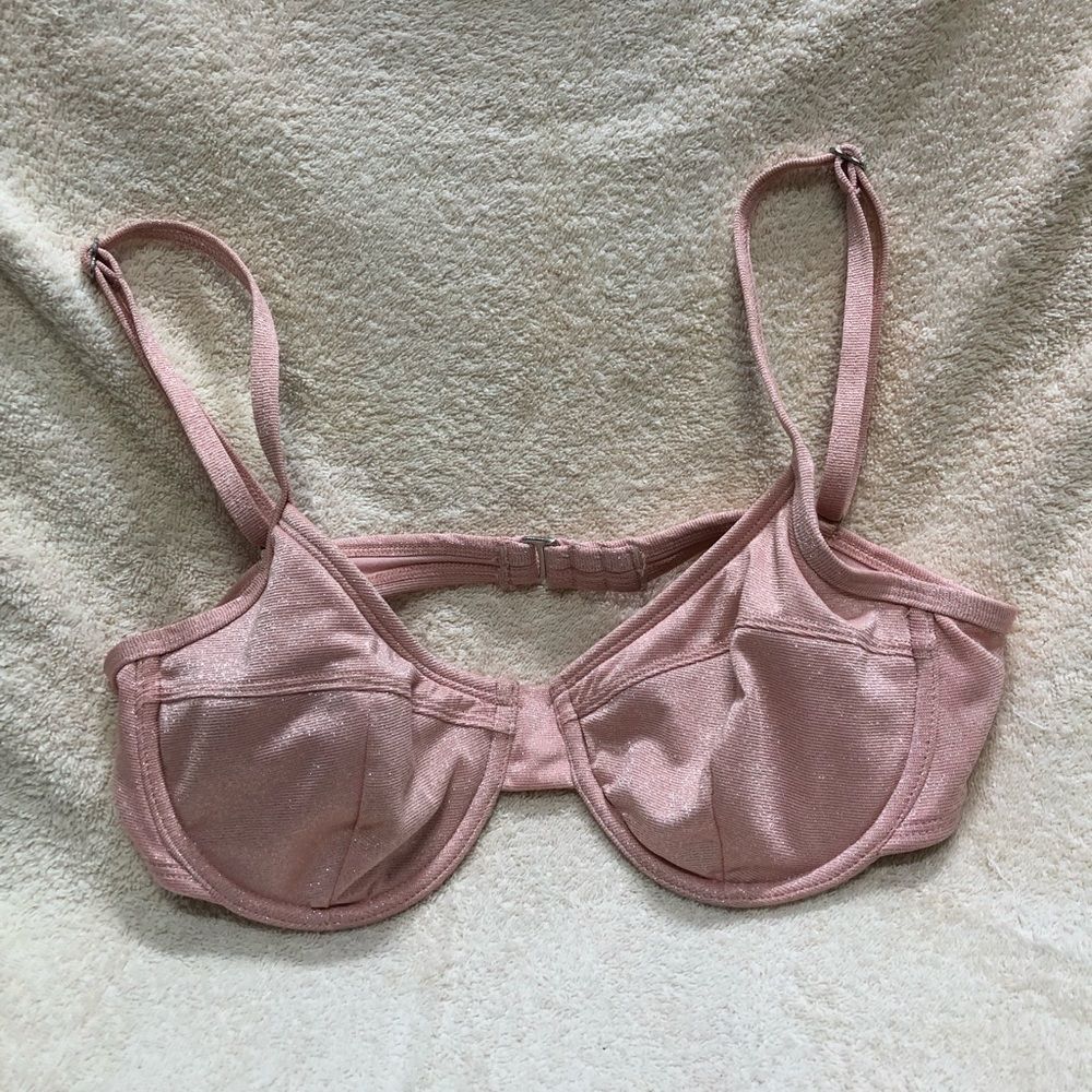XHILARATION EUC PINK SWIM TOP W UNDERWIRE ADJUSTABLE STRAPS HOOK CLOSURE LRG